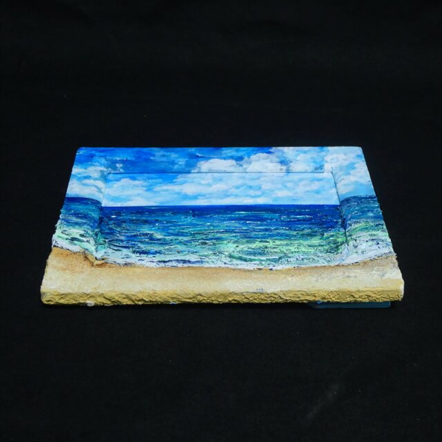 油絵 油彩 油彩画 絵 絵画 【海の砂浜】ミニ絵画 | iichi 日々の暮らし
