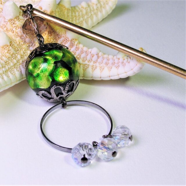 かんざし とんぼ玉 ホタルガラス工芸品 フォレスト グリーン | iichi