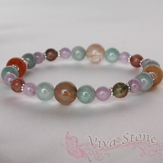 ルチルクォーツ・マルチカラー＊翡翠＊トルマリン＊ブレスレット