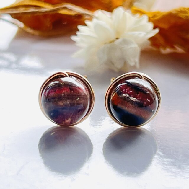 バイカラートルマリン 1粒ピアス 14kgf トルマリン 10月 誕生石