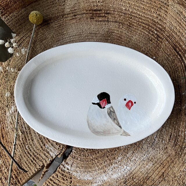 文鳥 オパール形 リム皿 プレート | iichi 日々の暮らしを心地よくする