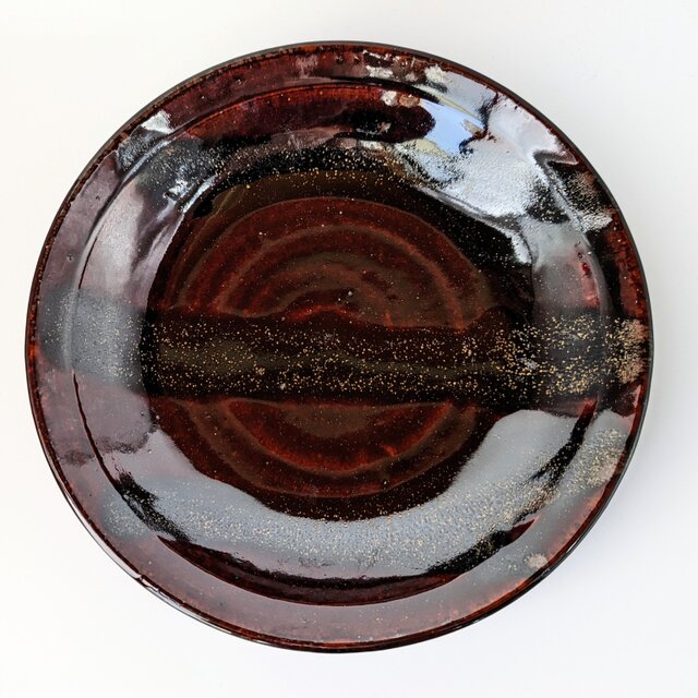 黒飴釉流しがけ中皿 【手仕事 民藝 和 陶器】 | iichi 日々の暮らしを