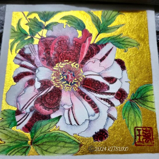 原画 1点もの 額装付き ボールペン画 ボールペンアート 色鉛筆画 日本