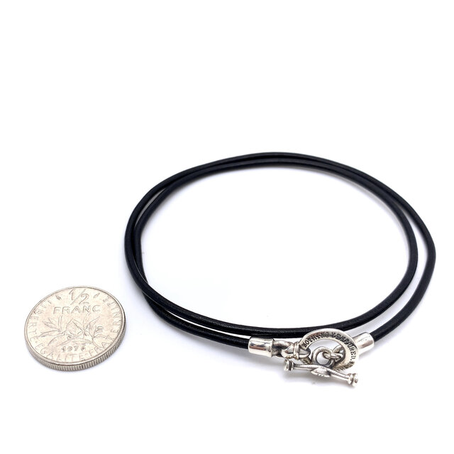 レザーブレスレット メンズ/シルバー925 牛革 黒/シルバーアクセサリー