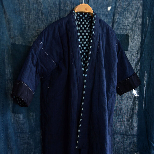 綿入りはんてん 半纏 古布 藍染 絣 ジャパンヴィンテージ 昭和