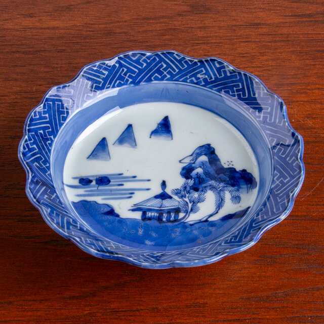 古伊万里 染付 楼閣山水文 平鉢皿 江戸後期 D204 | iichi 日々の暮らし