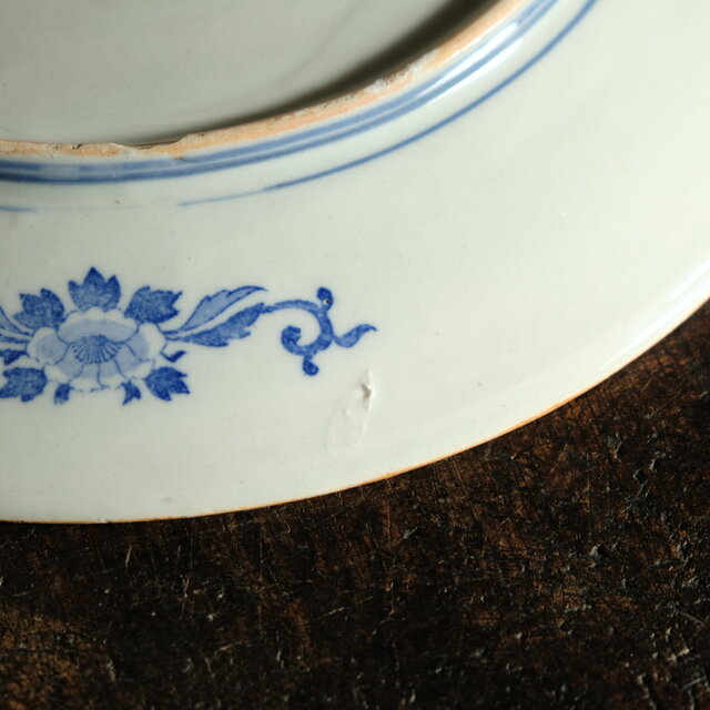 花と蝶々◇伊万里 十寸印判イゲ大皿 骨董/antiques 器 暮らしに 大正