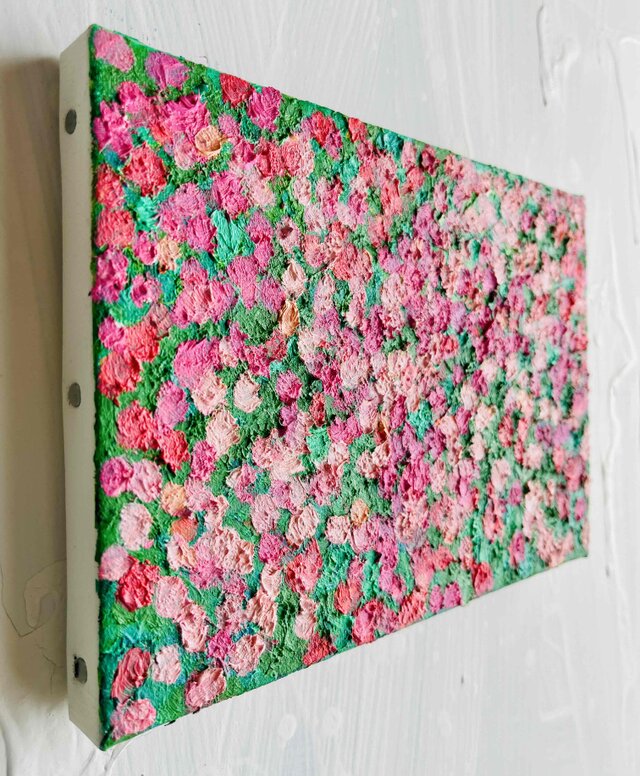 16×23㎝「ピンクの花畑」油彩・原画・サムホールサイズ | iichi 日々の