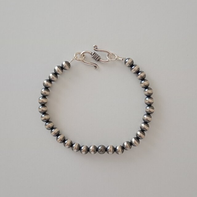 ナバホパール ブレスレット シルバー925 燻し銀 ペアブレスレット
