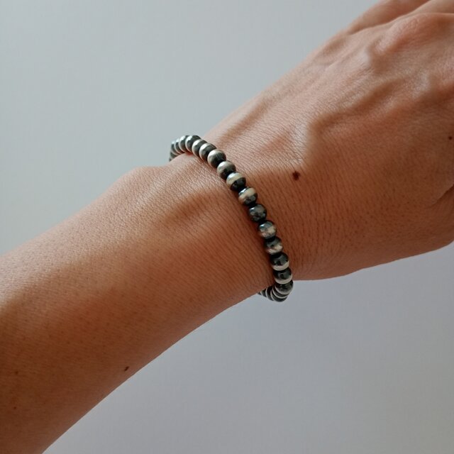 ナバホパール ブレスレット シルバー925 燻し銀 ペアブレスレット