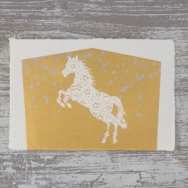 和紙製 純金箔押し ポストカード 干支「午」 2026年 お正月 縁起物