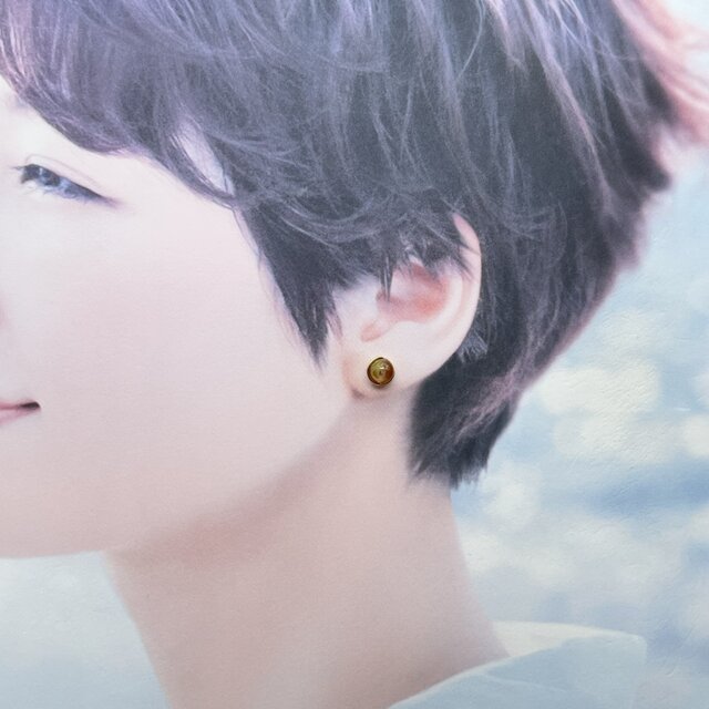 オパール トリジマイト イン アゲート 1粒ピアス 14kgf ブラジル産