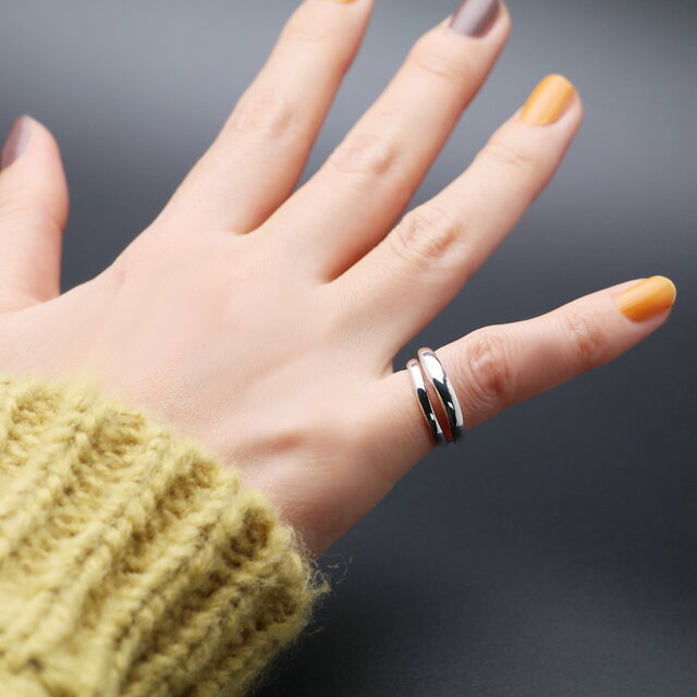 ピンキーリング ダブルライン 重ね付け風【Silver925】 ◇ シルバー