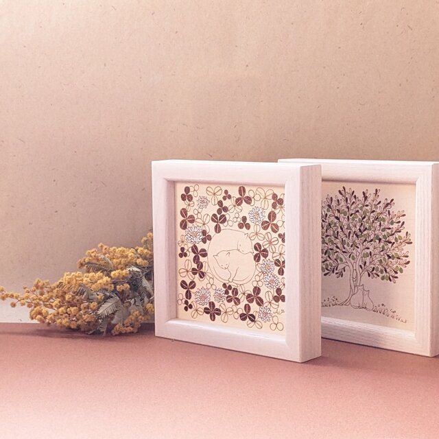 ノスタルジア〈遊園地〉」15×15cm 〈ウッドバーニングアートフレーム