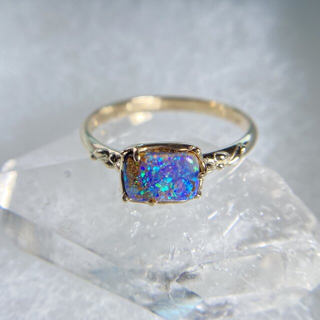 K10天然ボルダーオパールリング1.03ct☆17号☆オーストラリア産原石