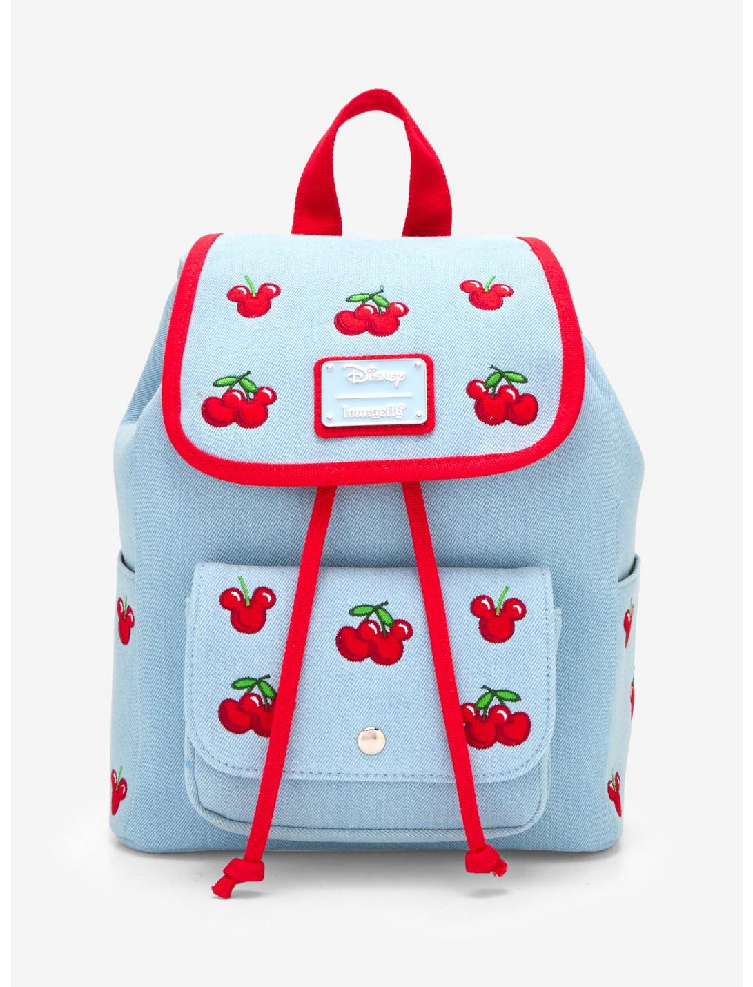 Loungefly Disney Mickey Mouse Cherries Denim Mini Backpack