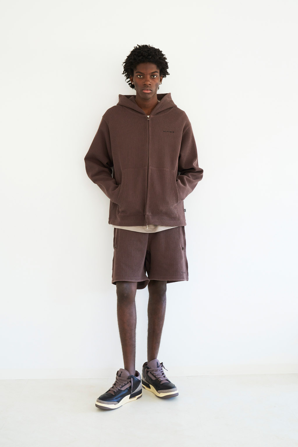 KNIT ZIP HOODY - STONE BROWN - MLVINCE