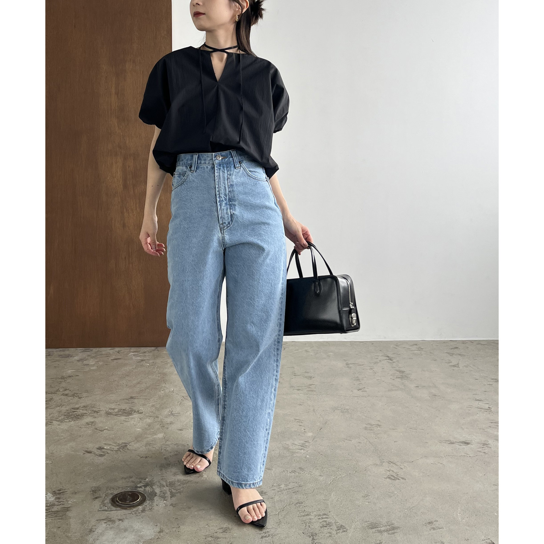 新色追加/ライトブルー】13ozハイウエストストレートデニム