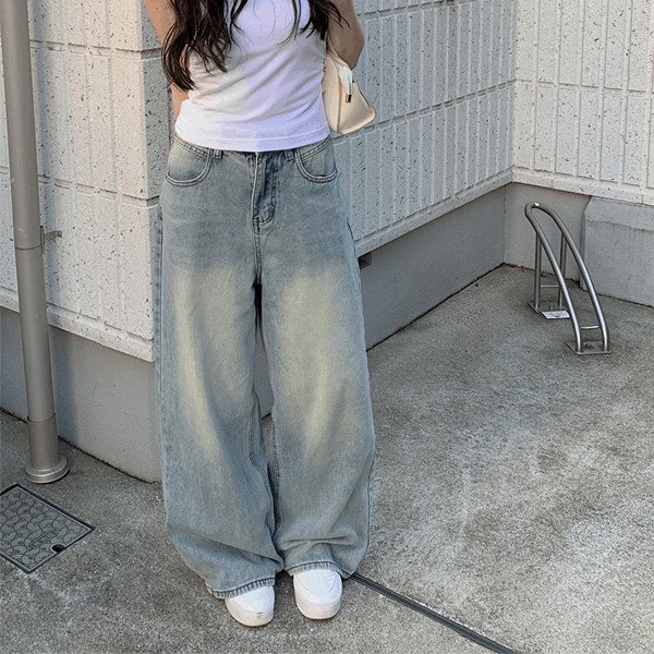 original] ライトデニムウォッシュワイドパンツ | ファッション通販