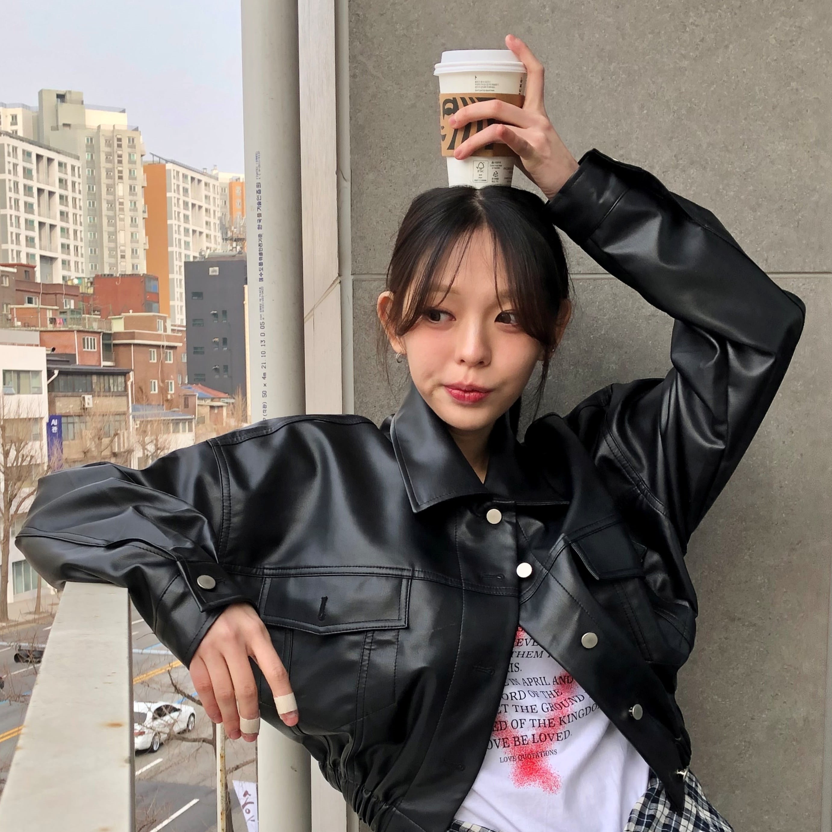 クロップドフロントポケットレザージャケット | ファッション通販