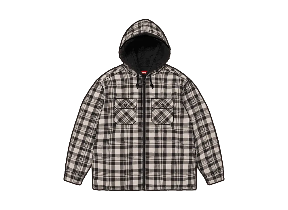 Supreme Lined Zip Up Hooded Flannel Shirt 
