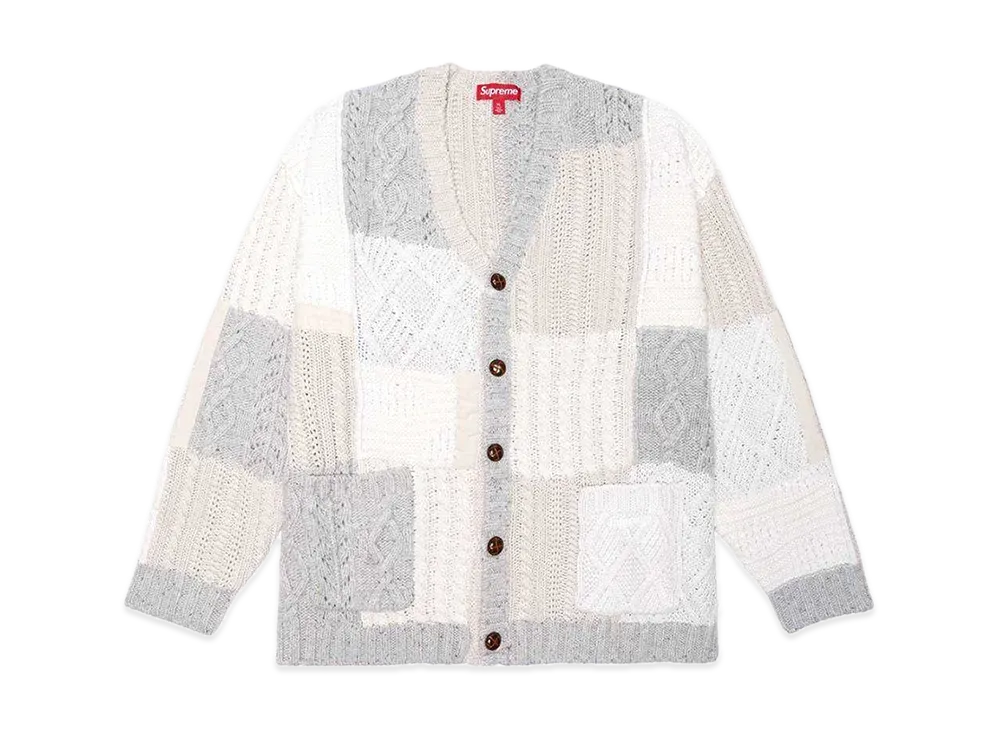 Supreme Patchwork Cable Knit Cardigan 