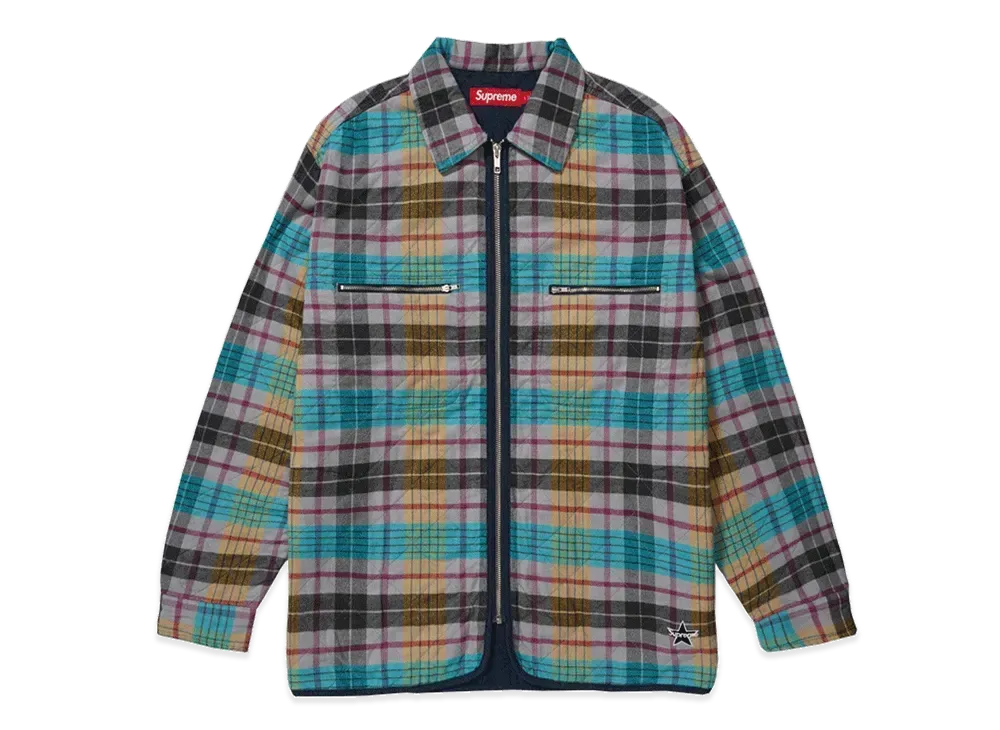 Supreme Quilted Flannel Zip Up Shirt 
