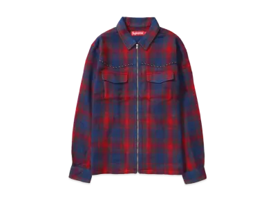 Supreme Studded Shadow Plaid Zip Up Shirt 