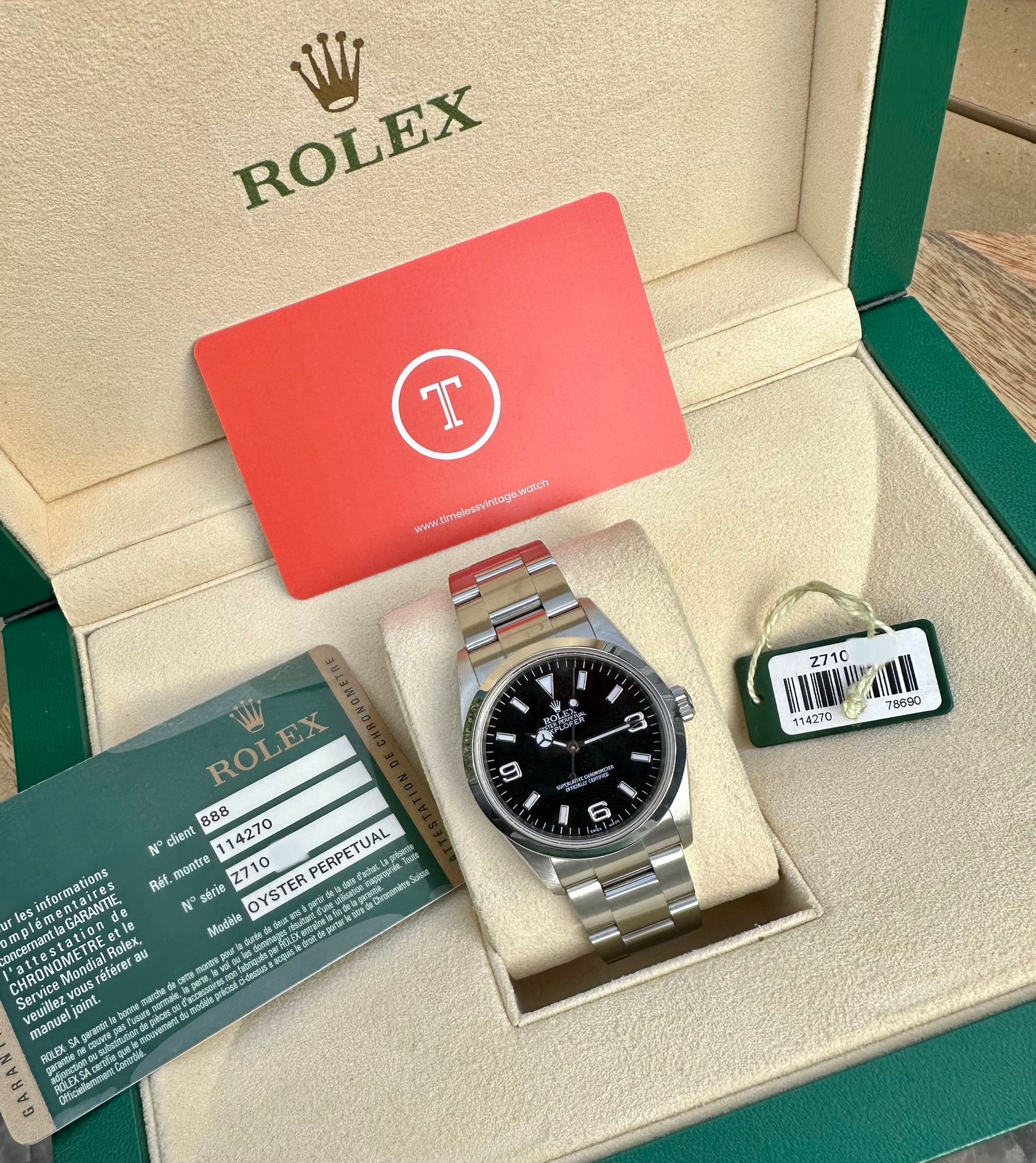 Rolex Explorer I 114270 Black 2007 with original box and papers