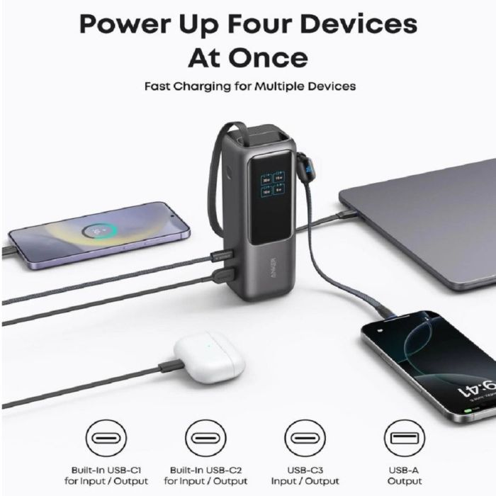 Anker Laptop Power Bank 25000mAh 165W with Built-In Cables
