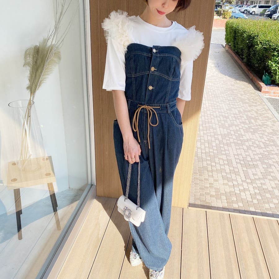 デニムベアロンパース オールインワン ベアトップ[品番：SPCW0002427