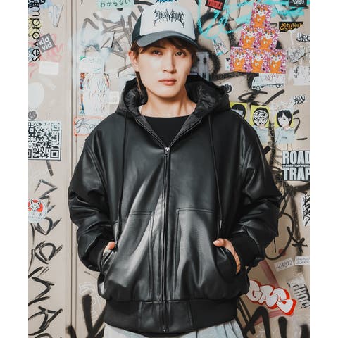 ◇フード付き本革ジャケット◇お兄系 Men s[品番：JG000004040