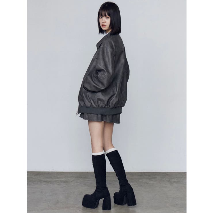 ヴィンテージフェイクレザーブルゾン[品番：MKSW0065809]｜EMODA