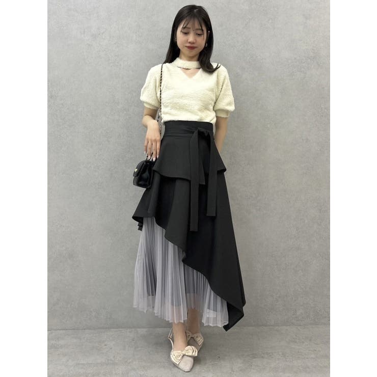 アシメティアードプリーツスカート[品番：MKSW0059151]｜dazzlin