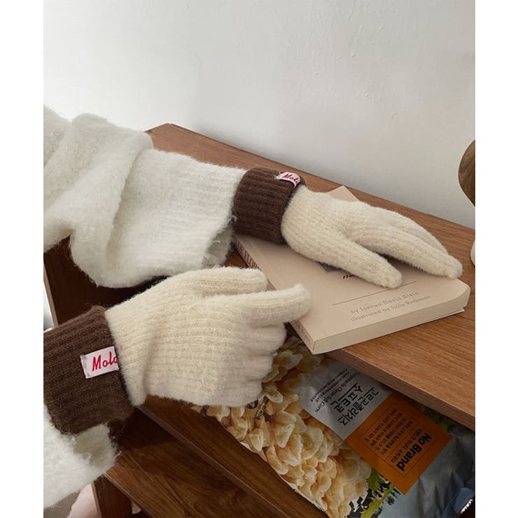 バイカラーニット手袋【AW】[品番：XT000011873]｜aimoha （アイモハ