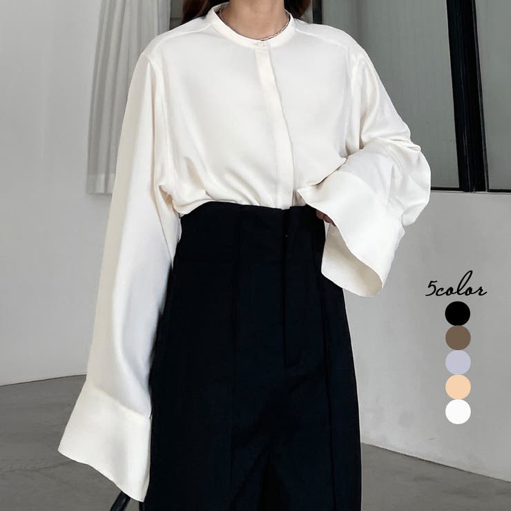 Louere バンドカラー比翼シャツ[品番：AMTW0004839]｜Louere（ルエレ