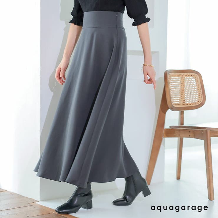 ジョーゼットハイウエストボリュームフレアスカート[品番：QU000008027