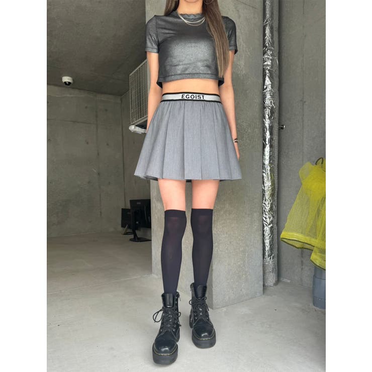 ウエストロゴプリーツミニスカート[品番：EO000006263]｜EGOIST