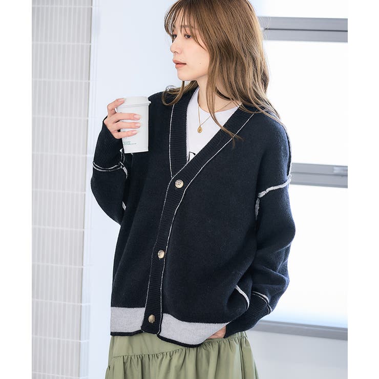 2way バイカラーリバーシブルカーデ カーディガン[品番：GW000004633