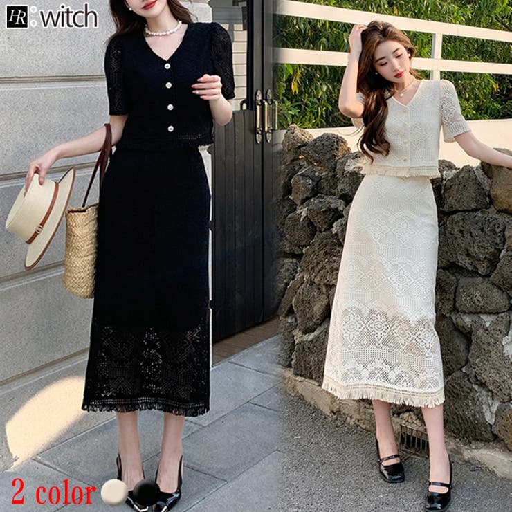 セットアップ 総レース トップス スカート 2点セット[品番