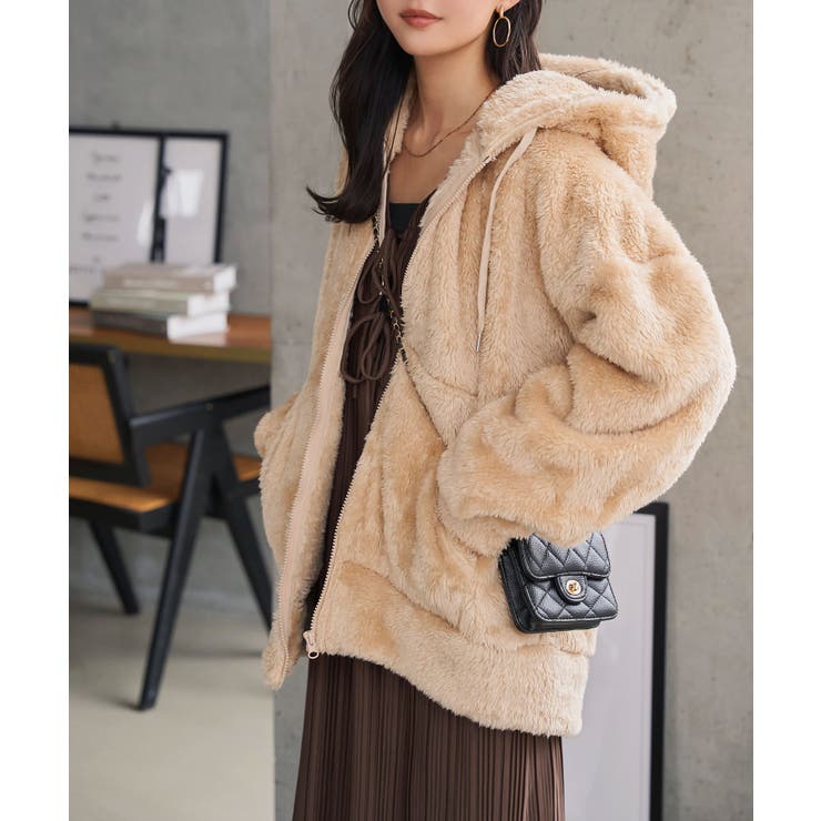 ファーフリースジップアップフーディー［K1383］ ファー フリース[品番