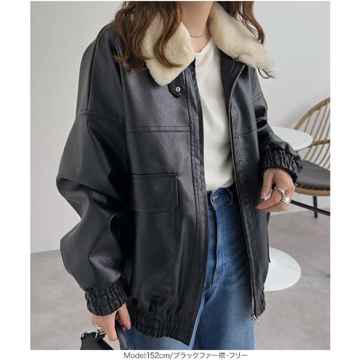 フェイクレザージップアップブルゾン［K1326］レザー ジャケット