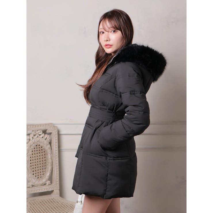 ボリュームファーフェイクダウンコート[品番：LINW0002432