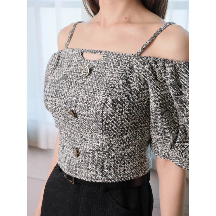 ツイードオフショルトップス[品番：LINW0002651]｜LIPSERVICE（リップ