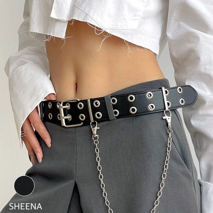チェーン付ダブルアイレットベルト 春 夏[品番：SHNW0011564]｜SHEENA