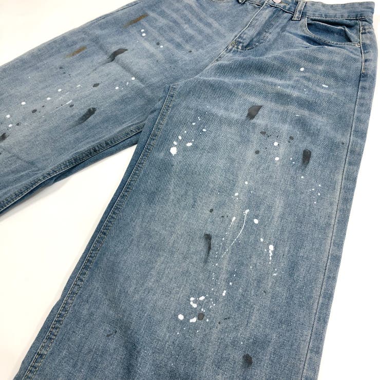 ペイント加工デニムワイドパンツ 春 夏[品番：SHNW0011384]｜SHEENA