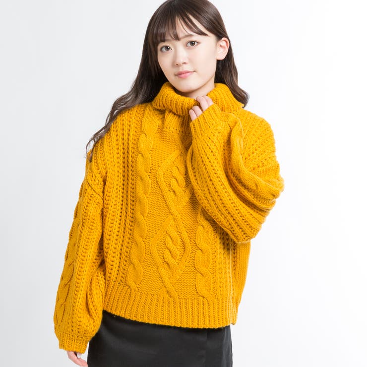 低身長向け】ロービングケーブルタートルニット DU17WN12-L003[品番