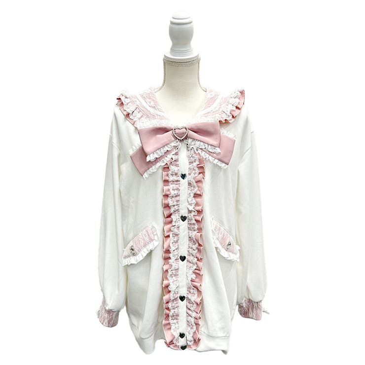 ハートレースアップフリルセーラー裏毛チュニックブルゾン 量産型 地雷