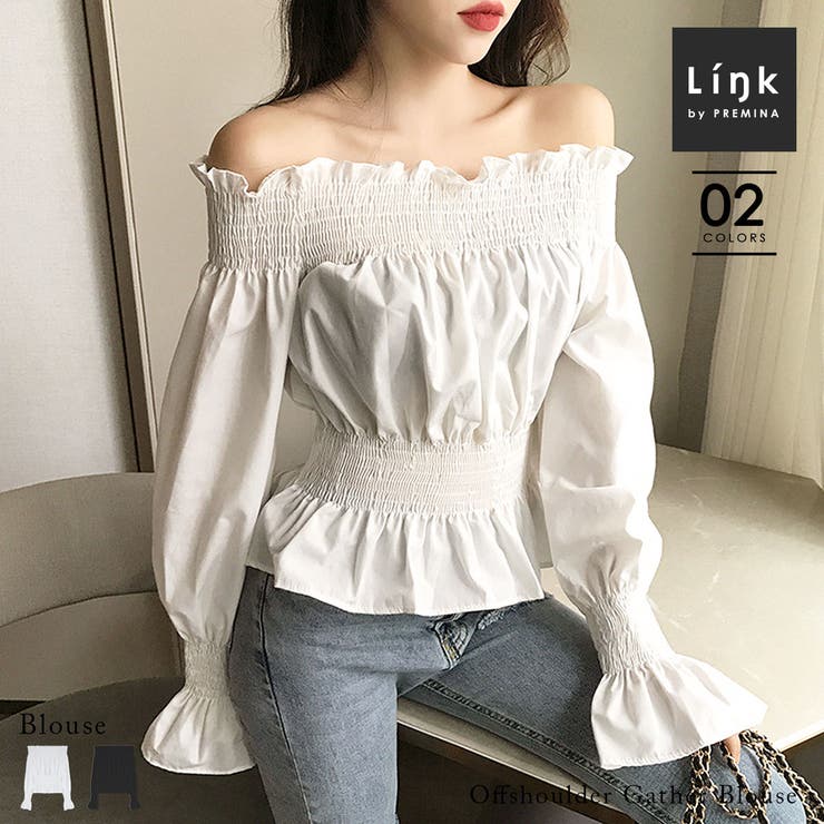 BL】オフショルダーギャザーブラウス オフショルダーブラウス ギャザー