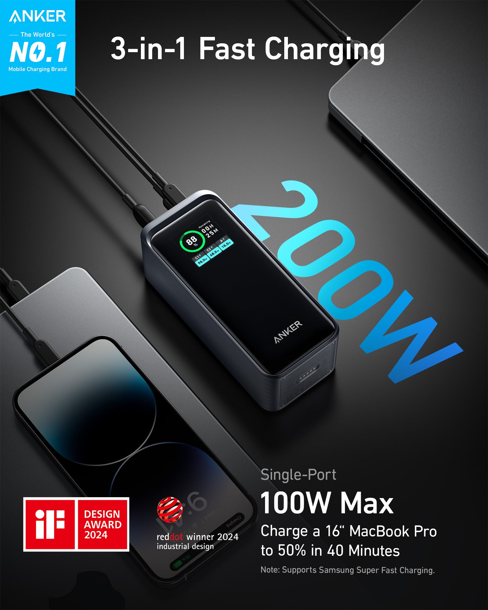Anker Prime Power Bank (20K, 200W) - Anker US